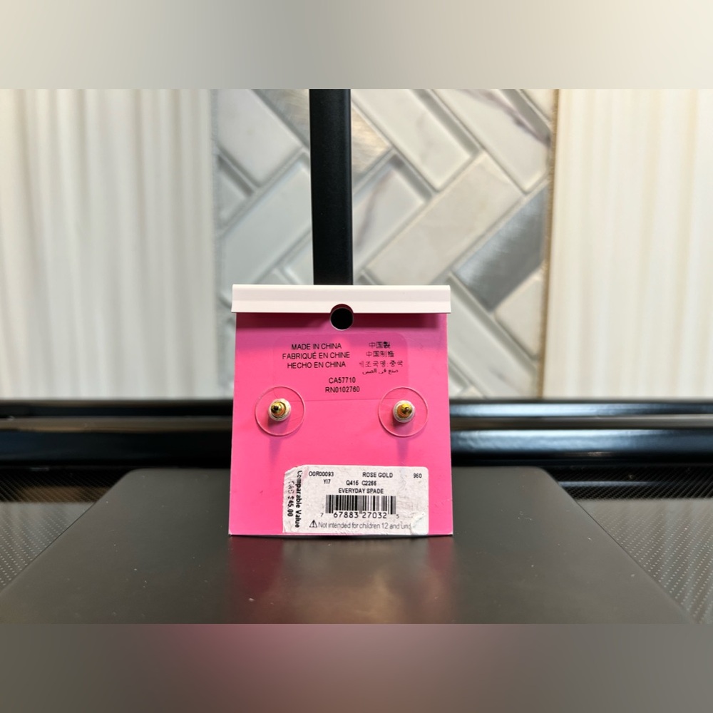 Kate Spade Everyday Spade Rose Gold Earrings - Picture 3 of 5